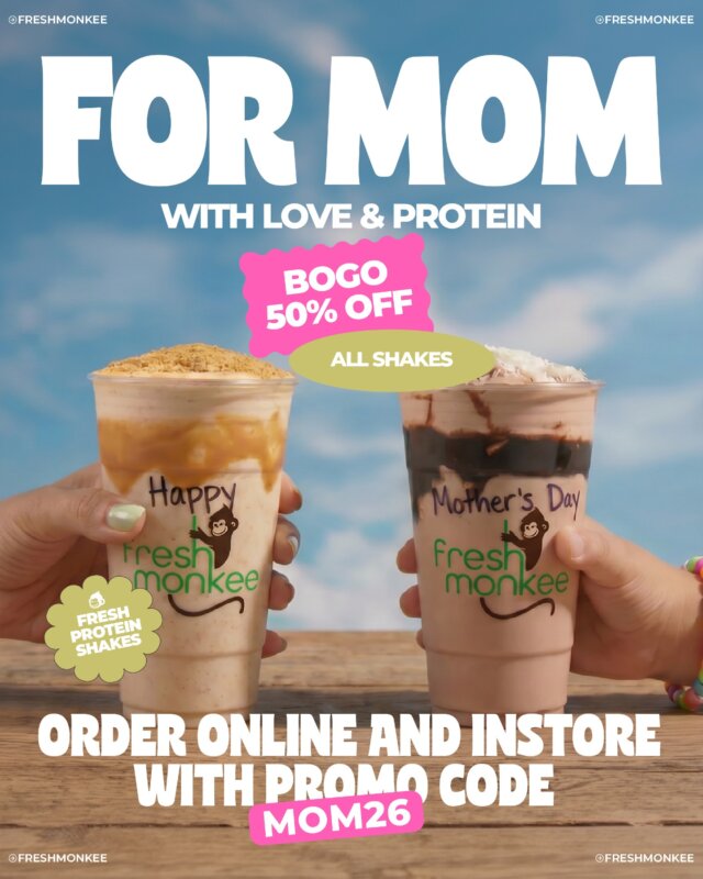 Share a shake with mom this Mother’s Day ❤️🧋
Buy one, get one 50% OFF 🙌
Use code: MOM26